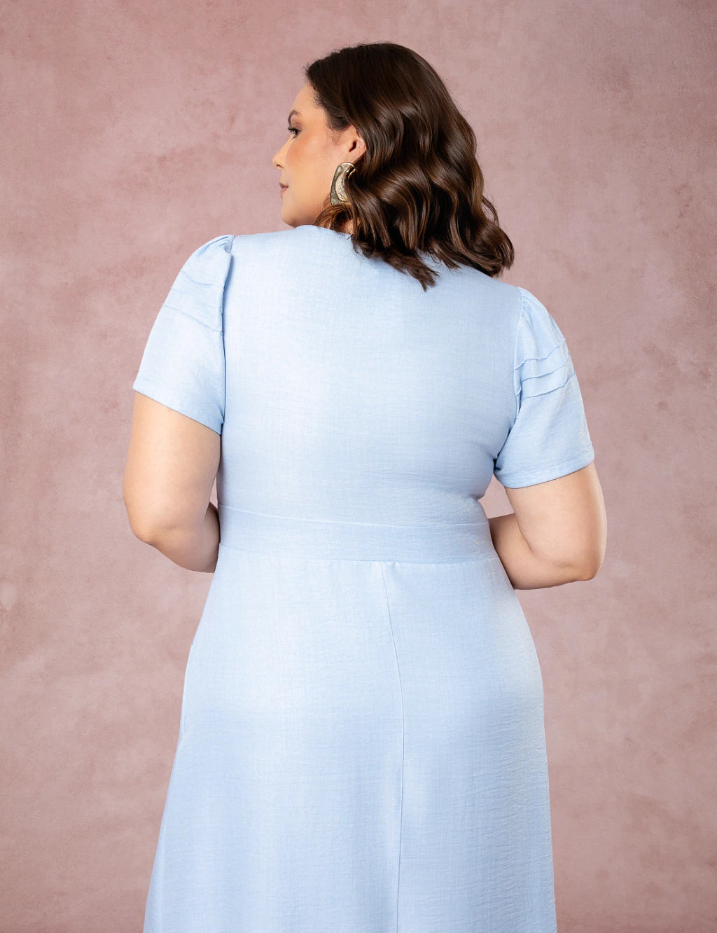 Vestido longo Com Fivela Azul
