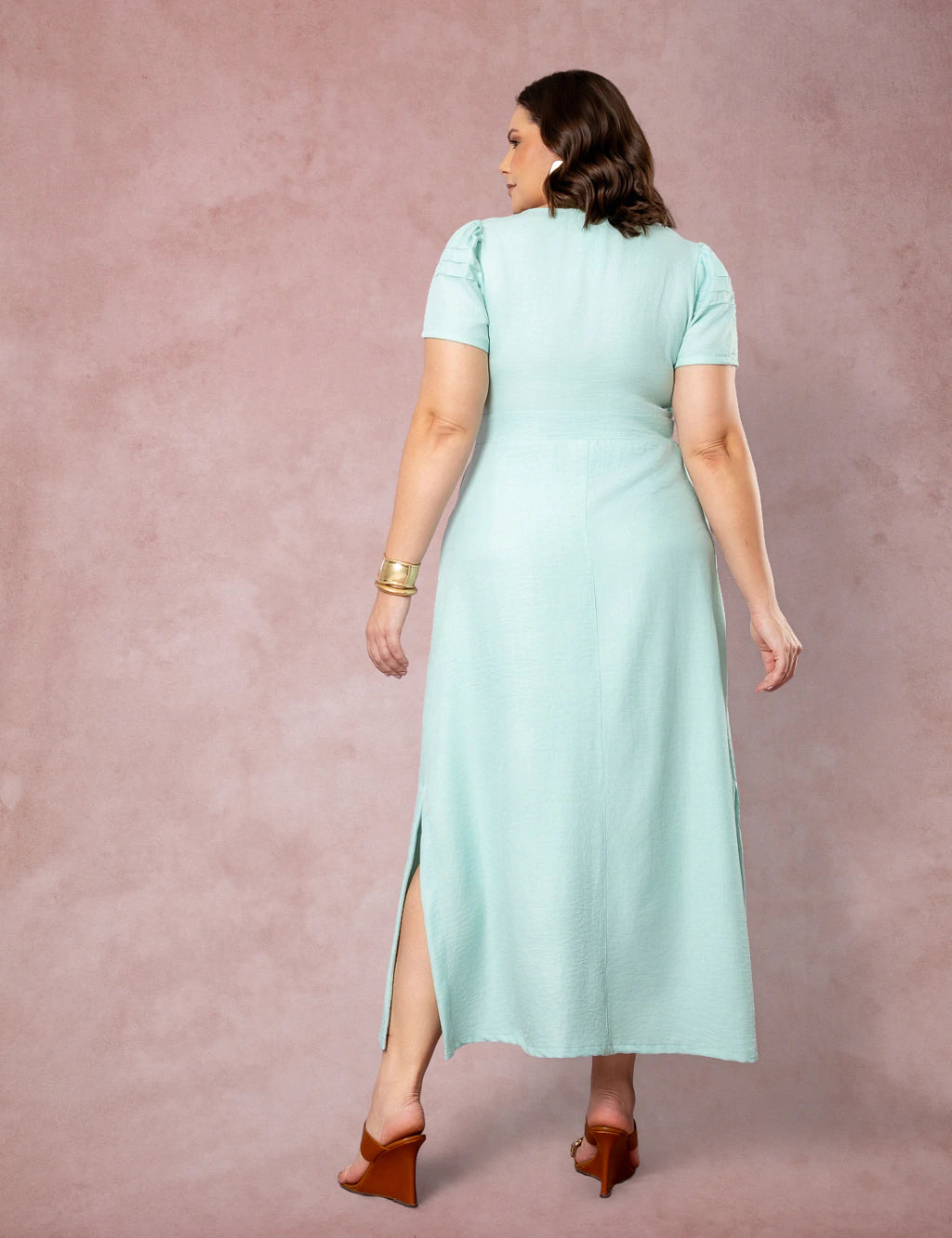 Vestido longo Com Fivela Verde