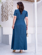 Vestido longo Com Fivela Marinho