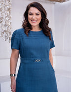 Vestido longo Com Fivela Marinho