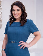 Vestido longo Com Fivela Marinho