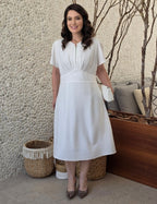 Vestido Midi Com Zíper Metal Branco