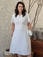 Vestido Midi Com Zíper Metal Branco