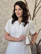 Vestido Midi Com Zíper Metal Branco