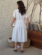 Vestido Midi Com Zíper Metal Branco