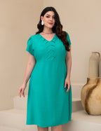 Vestido Midi Com Nervuras Verde