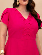 Vestido Midi Com Nervuras Rosa