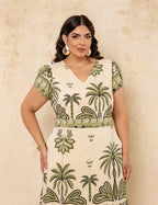 Vestido Midi Estampado Barrado Verde