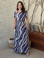 Vestido Longo Estampado Azul