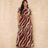 Vestido Longo Estampado Marrom