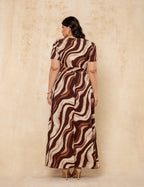Vestido Longo Estampado Marrom