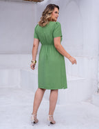 Vestido Midi Com Vivo Verde