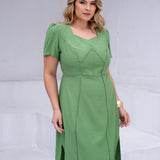 Vestido Midi Com Vivo Verde
