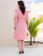 Vestido Midi Com Vivo Rosé