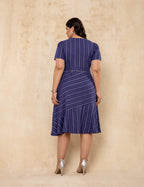 Vestido Midi Decote Com Lurex Marinho