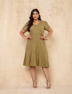 Vestido Midi Decote Com Lurex Musgo