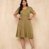 Vestido Midi Decote Com Lurex Musgo