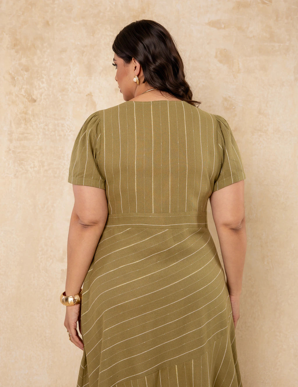 Vestido Midi Decote Com Lurex Musgo