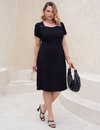 Vestido Midi Com Vivo No Decote Preto