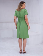 Vestido Midi Com Vivo No Decote Verde
