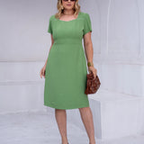 Vestido Midi Com Vivo No Decote Verde