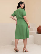 Vestido midi Com Vivo Frente Verde