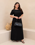 Vestido Longo Frente Com Tranças Preto