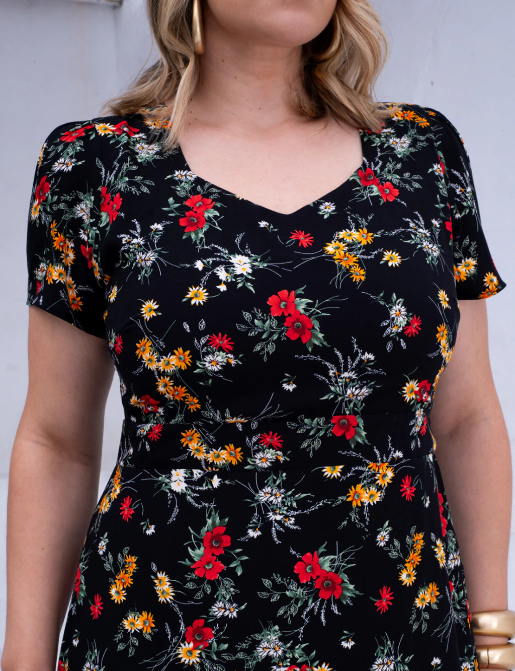 Vestido longo Estampado Floral Preto