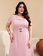 Vestido longo Com Cinto Rosè