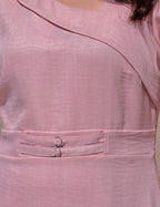 Vestido longo Decote Com Detalhe Rosé