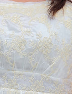 Vestido Midi Bordado Barrado Off-White