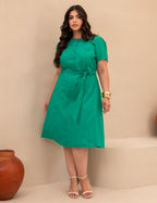 Vestido Midi Frente Com Botões Verde