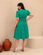 Vestido Midi Frente Com Botões Verde