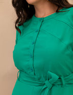 Vestido Midi Frente Com Botões Verde