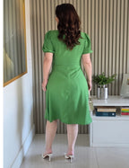 Vestido Midi Decote Princesa Verde