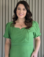 Vestido Midi Decote Princesa Verde