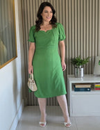 Vestido Midi Decote Princesa Verde