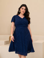 Vestido Midi Com Textura Marinho