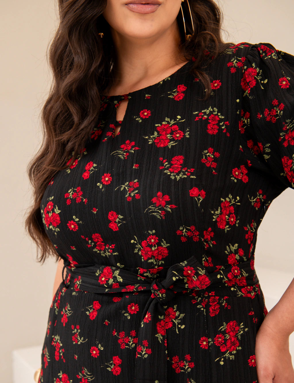 Vestido Midi Frisse Floral Preto