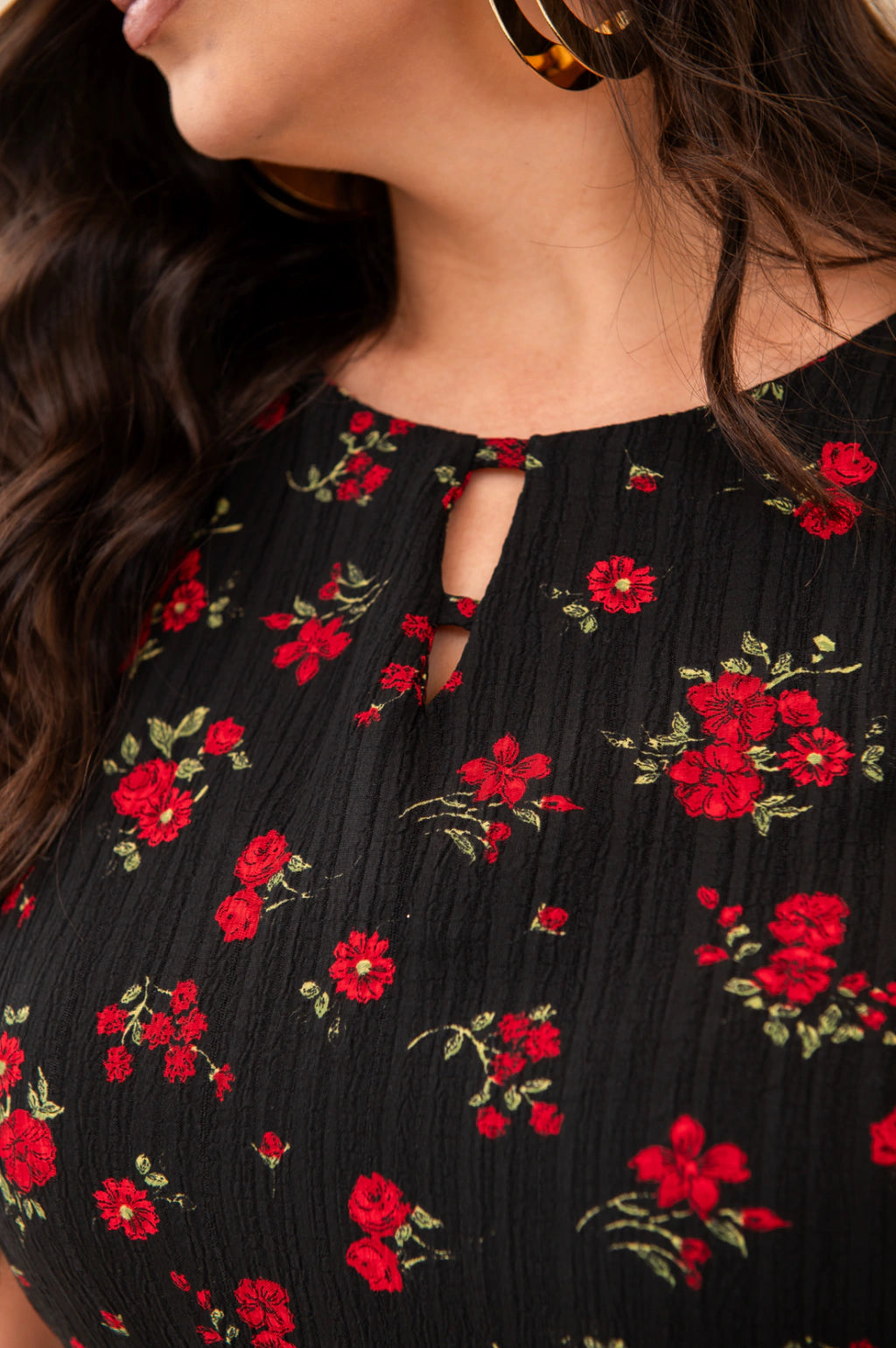 Vestido Midi Frisse Floral Preto