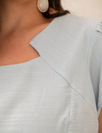 Vestido Midi Frisse Tubinho Azul