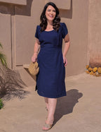 Vestido Midi Frisse Tubinho Marinho