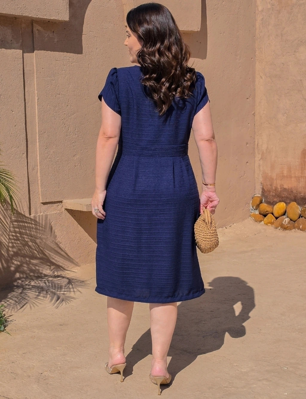 Vestido Midi Frisse Tubinho Marinho