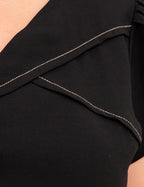 Vestido Midi Com Nervuras Preto