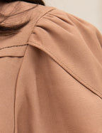 Vestido Midi Com Nervuras Marrom