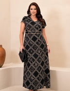 Vestido Longo Frisse Estampado Preto