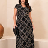 Vestido Longo Frisse Estampado Preto