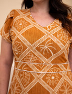 Vestido Longo Frisse Estampado Marrom