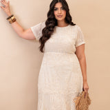 Vestido Curto Com Saia Flare Bege
