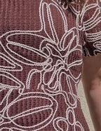 Vestido Curto Com Saia Flare Marrom
